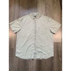 Nat Nast Shirt Men Large Green American Fit Button Up Cotton Silk Camp Casual